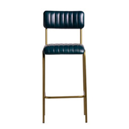 Where Saints Go Ltd Diner Bar Stools, Pack Of 2, Blue Ribbed Buffalo Leather, Antique Brass Metal Frames By Where Saints Go - thumbnail 9