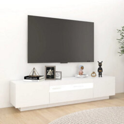 Berkfield Tv Cabinet With Led Lights White 180X35X40 Cm - thumbnail 5
