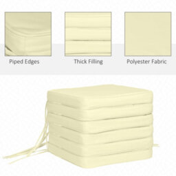 Outsunny Set Of 6 Chair Cushion Seat Pads Dining Chair W/ Straps Indoor Outdoor - thumbnail 4