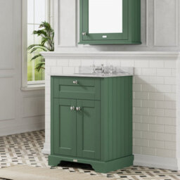 Hudson Reed Floor Standing 2 Door Traditional Vanity Unit With 3 Tap Hole Grey Marble Top & Basin, Hunter Green, 620 X 470 mm - thumbnail 4