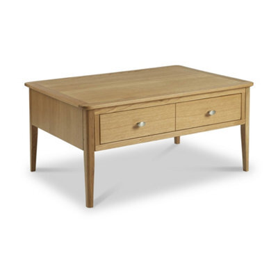 Alba Oak 95Cm Large Rectangular Coffee Table With Drawer - By Roseland Furniture - image 1