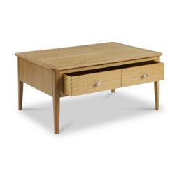 Alba Oak 95Cm Large Rectangular Coffee Table With Drawer - By Roseland Furniture - thumbnail 2