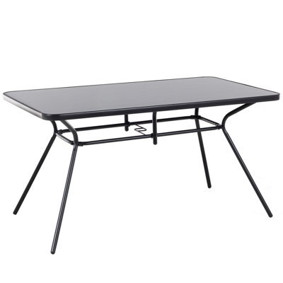 Beliani Garden Dining Table Livo 140 Cm 80 Cm Glass Black - image 1