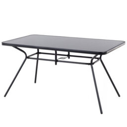 Beliani Garden Dining Table Livo 140 Cm 80 Cm Glass Black - thumbnail 6