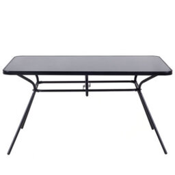 Beliani Garden Dining Table Livo 140 Cm 80 Cm Glass Black - thumbnail 4