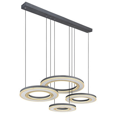 Luminosa Lighting Luminosa Blasius Four Ring Pendant Ceiling Light Black 4X Led Dimmable 2700-6000K Remote Control - image 1