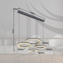 Luminosa Lighting Luminosa Blasius Four Ring Pendant Ceiling Light Black 4X Led Dimmable 2700-6000K Remote Control - thumbnail 9