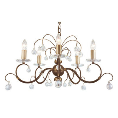 Elegant 5 Bulb Chandelier Pendant Light In Bronze Patina For Modern Interiors