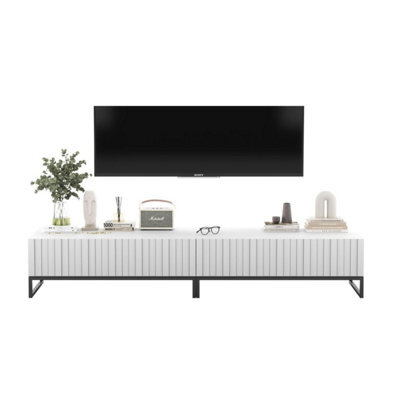 Heze Furniture Elpis Glamour Tv Sideboard 220 Cm Tv Unit - White Matt / Black Frame - image 1