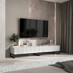Heze Furniture Elpis Glamour Tv Sideboard 220 Cm Tv Unit - White Matt / Black Frame - thumbnail 4