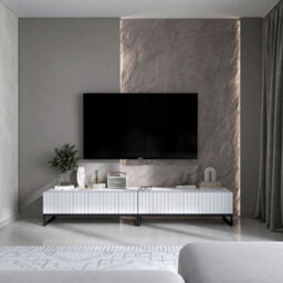 Heze Furniture Elpis Glamour Tv Sideboard 220 Cm Tv Unit - White Matt / Black Frame - thumbnail 2