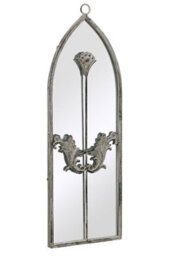 "Mirroroutlet Arcus - Concrete Colour Metal Framed Arched Wall Mirror 24""x 8"" (60 X 20Cm)" - thumbnail 4