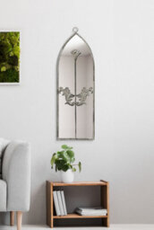 "Mirroroutlet Arcus - Concrete Colour Metal Framed Arched Wall Mirror 24""x 8"" (60 X 20Cm)" - thumbnail 2
