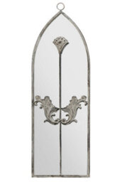 "Mirroroutlet Arcus - Concrete Colour Metal Framed Arched Wall Mirror 24""x 8"" (60 X 20Cm)" - thumbnail 3