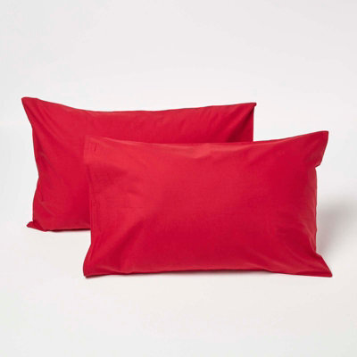 Homescapes Red Cotton Kids Pillowcases 40 X 60 Cm 200 Thread Count, 2 Pack - image 1
