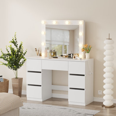 Westwood Dressing Table Large Vanity Desk Led Mirror 7 Drawers Charging Station - image 1