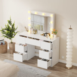 Westwood Dressing Table Large Vanity Desk Led Mirror 7 Drawers Charging Station - thumbnail 2