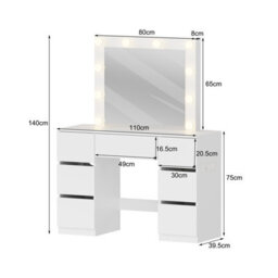Westwood Dressing Table Large Vanity Desk Led Mirror 7 Drawers Charging Station - thumbnail 9