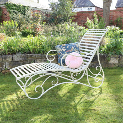 Melody Maison Large Cream Metal Sun Lounger - 58.5Cm X 98.5Cm - image 1