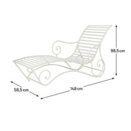 Melody Maison Large Cream Metal Sun Lounger - 58.5Cm X 98.5Cm - thumbnail 7