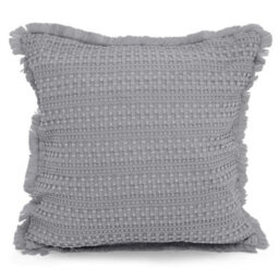 Velosso Shabby Chic Waffle Cotton Cushion, Decorative Sofa Throw Cushion With Zip Closure - Navy - thumbnail 2