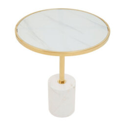 Orsina Oria White Marble End Table - thumbnail 2