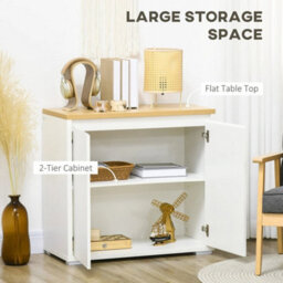80 X 37 Cm Kitchen Sideboard Storage Cabinet With Double Doors And Adjustable Shelf White - thumbnail 3