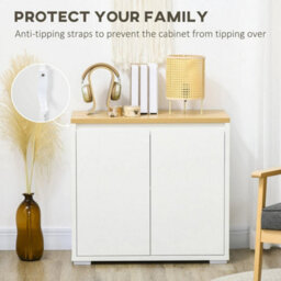 80 X 37 Cm Kitchen Sideboard Storage Cabinet With Double Doors And Adjustable Shelf White - thumbnail 6