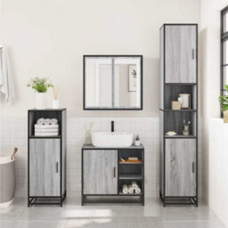 Berkfield Bathroom Sink Cabinet Grey Sonoma 65X33X60 Cm Engineered Wood - thumbnail 3