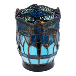 Happy Homewares Classic Dragonfly Tiffany Uplighter Lamp In Midnight And Sky Blue - thumbnail 4