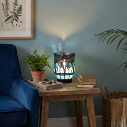 Happy Homewares Classic Dragonfly Tiffany Uplighter Lamp In Midnight And Sky Blue - thumbnail 6