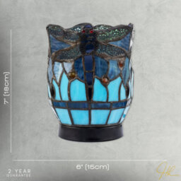 Happy Homewares Classic Dragonfly Tiffany Uplighter Lamp In Midnight And Sky Blue - thumbnail 7