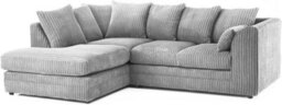 BlissFurniture Ltd Bliss Furniture Silver Jumbo Cord 4 Seater Left Hand Corner Sofa  Scatter Back Design Compact And Comfortable
