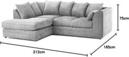BlissFurniture Ltd Bliss Furniture Silver Jumbo Cord 4 Seater Left Hand Corner Sofa  Scatter Back Design Compact And Comfortable - thumbnail 2