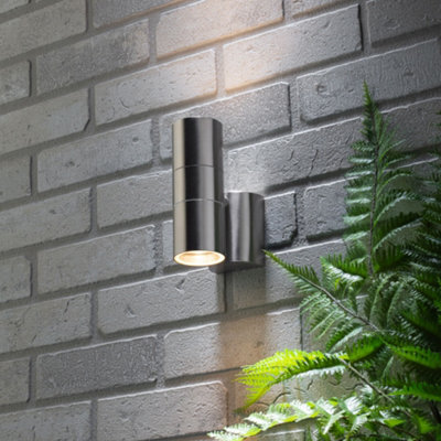 Litecraft Kenn Steel Up And Down Outdoor Wall Light With Photocell Sensor - image 1