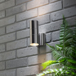 Litecraft Kenn Steel Up And Down Outdoor Wall Light With Photocell Sensor - thumbnail 1