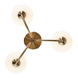 Happy Homewares Modern Designer Antique Brass Ceiling Light With Opal White Globe Glass Shades - thumbnail 5