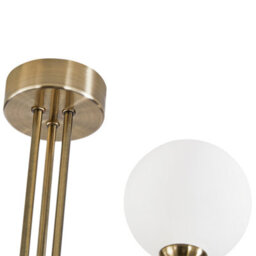 Happy Homewares Modern Designer Antique Brass Ceiling Light With Opal White Globe Glass Shades - thumbnail 3