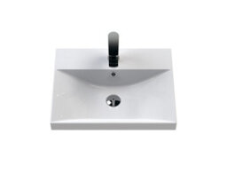 Hudson Reed Fluted Wall Hung 1-Drawer Vanity And Thin-Edge Basin, Contemporary Sink Vanity Unit, Soft Black, 500mm - thumbnail 2