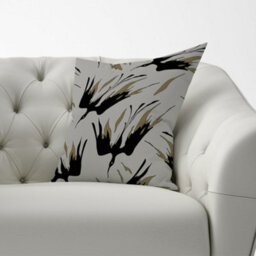 Warren Reed Designer Black And Gold Fire Bird Silhouettes Cushions 60Cm X 60Cm - thumbnail 2