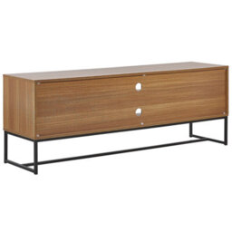 Beliani Modern Tv Stand, White And Light Wood With Black Metal Legs, Fits Up To 68-Inch Tvs, Cable Management - thumbnail 5