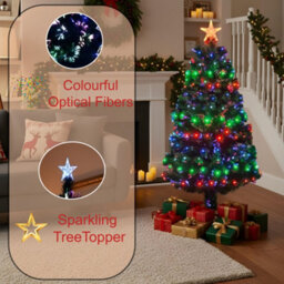 Shatchi 6Ft/180Cm Multicolour 8 Modes Fibre Optic Christmas Tree Led Pre-Lit - thumbnail 9