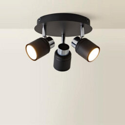 Valuelights Benton Black 3 Way Round Ip44 Bathroom Ceiling Spotlight And Warm Bulbs - thumbnail 6