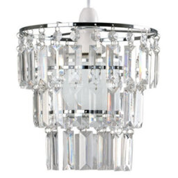 Valuelights Kelsks Pair Of Clear Jewel Droplet Ceiling Lamp Shades And Bulbs - thumbnail 6