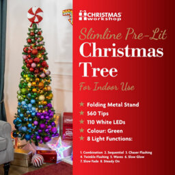 The Christmas Workshop 70660 6Ft Pre-Lit Slimline Green Artificial Christmas Tree - thumbnail 8