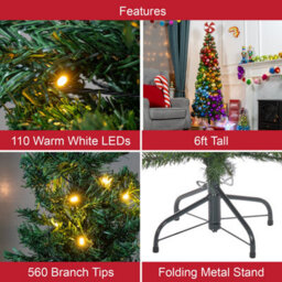 The Christmas Workshop 70660 6Ft Pre-Lit Slimline Green Artificial Christmas Tree - thumbnail 4