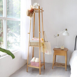 Fativo  169Cm H Wooden Coat Rack Hat Jacket Bag Clothes Rail Stand Hanger Room Storage Shelves - thumbnail 9