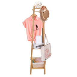 Fativo  169Cm H Wooden Coat Rack Hat Jacket Bag Clothes Rail Stand Hanger Room Storage Shelves - thumbnail 3