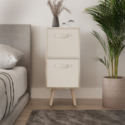 Urbn-Living Urbnliving 54Cm Height Antique Oak Wooden 2 Tier Storage Bookcase Pine Legs Bedroom Cream Inserts - thumbnail 2
