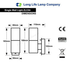 Long Life Lamps Company Stainless Steel Single Up Or Down Outdoor Wall Light Ip65 Wall Light Zlc04 - thumbnail 2